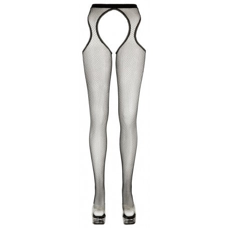 vendita collant intimo seducente calza donna nero a rete e con pizzo sexy aperto black online
