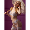 Set intimo Be Mine bianco trasparente con reggicalze incluso, solo su DesireVibe.com