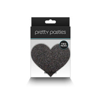 Copricapezzoli a forma di cuore Pretty Pasties nero. Disponibile su sex shop DesireVibe