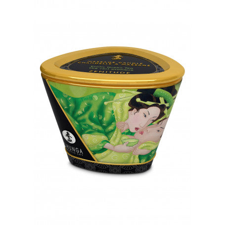 Candela da Massaggi Shunga al Tè Verde chiusa. Trova su sexy shop online DesireVibe.com