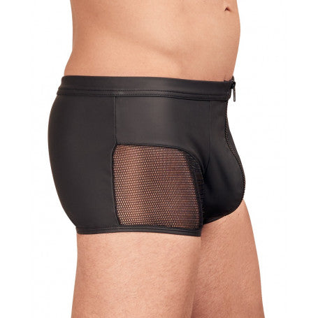 Boxer uomo in stile mesh nero, che unisce comfort e design seducente. Disponibile su desirevibe.com.