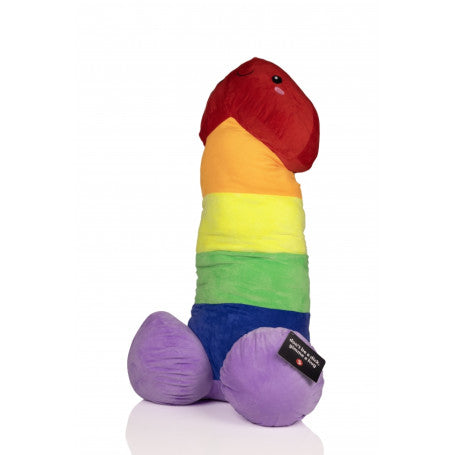 Vista completa del peluche a forma di pene.  Puoi trovarlo su desirevibe.com