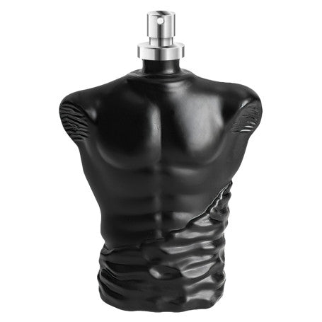 Flacone di profumo 'Catsuit for Men', che mostra la scultura dettagliata del torso maschile. Acquista ora su desirevibe.com 